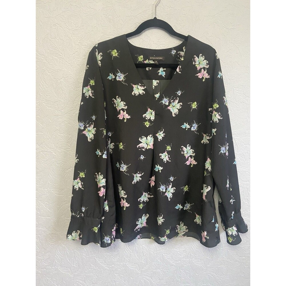 Banana Republic Size XL Gwen Print Pleat Top K13
